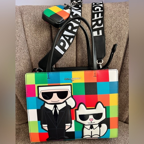 NWT Karl Lagerfeld Multicolor Tote Bag - Picture 1 of 7
